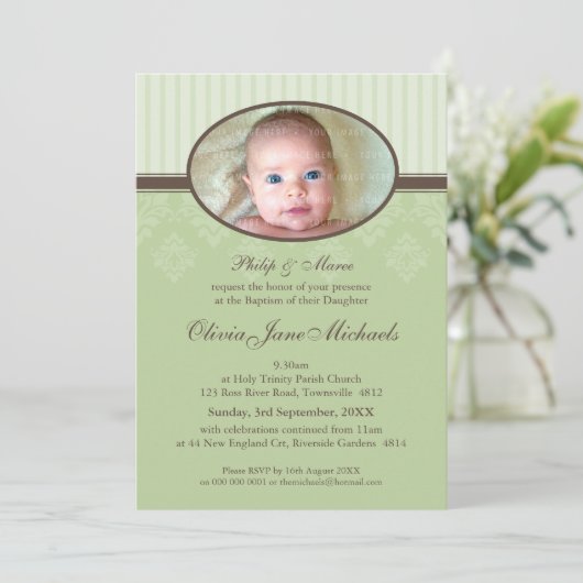 BAPTISME NODIGT UIT:: gezegend 7P Kaart (Staand voorkant)