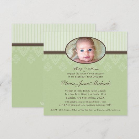 BAPTISME NODIGT UIT:: Gezegend 7SQ Kaart (Voorkant / Achterkant)