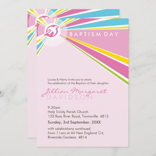 BAPTISME NODIGT UIT:: moderne duif 10P Kaart (Voorkant / Achterkant)