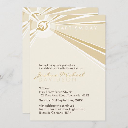 BAPTISME NODIGT UIT:: moderne duif 2P Kaart (Voorkant / Achterkant)