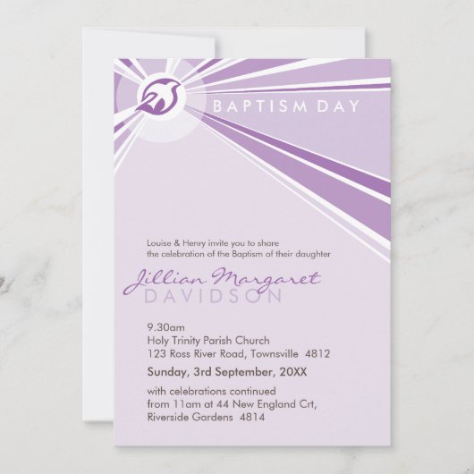 BAPTISME NODIGT UIT:: moderne duif 6P Kaart (Voorkant)