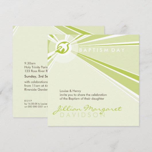 BAPTISME NODIGT UIT:: moderne duif 7SQ Kaart (Voorkant / Achterkant)