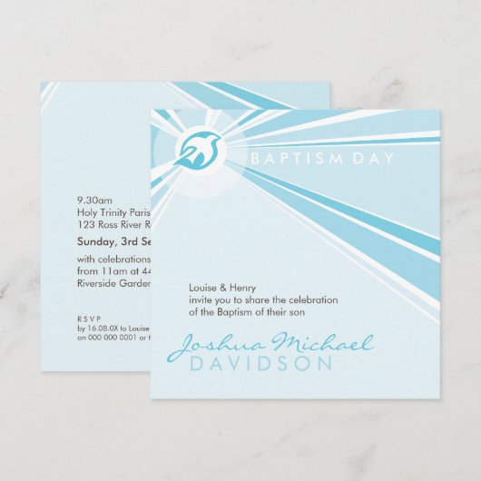 BAPTISME NODIGT UIT:: moderne duif 9SQ Kaart (Voorkant / Achterkant)