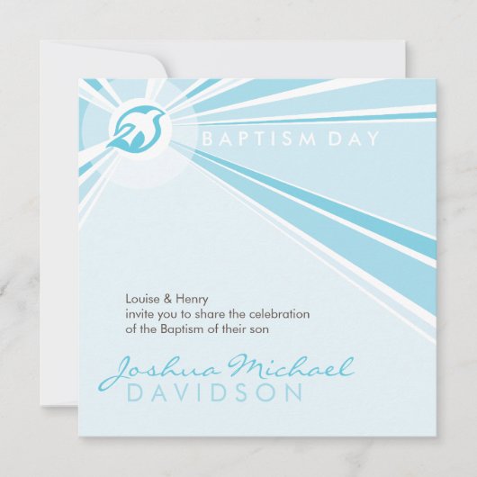 BAPTISME NODIGT UIT:: moderne duif 9SQ Kaart (Voorkant)