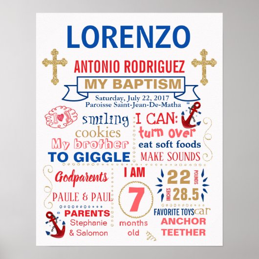 Baptisme Nutical Christening board Poster (Voorkant)