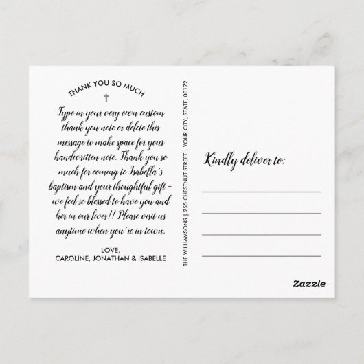 Baptisme of Christening Bedankt 4 Foto Collage Briefkaart (Achterkant)