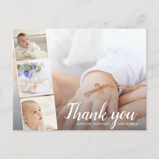 Baptisme of Christening Bedankt 4 Foto Collage Briefkaart (Voorkant)