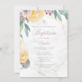 Baptisme of Christening Floral Geometric Pink Chic Kaart (Voorkant)