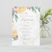 Baptisme of Christening Floral Geometric Pink Chic Kaart (Staand voorkant)