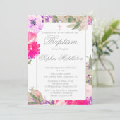 Baptisme of Christening Floral Rozen Invitation Kaart (Staand voorkant)
