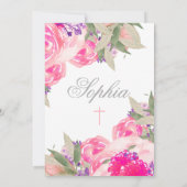 Baptisme of Christening Floral Rozen Invitation Kaart (Achterkant)