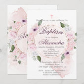 Baptisme of Christening Floral Rozen Wreator Kaart (Voorkant / Achterkant)