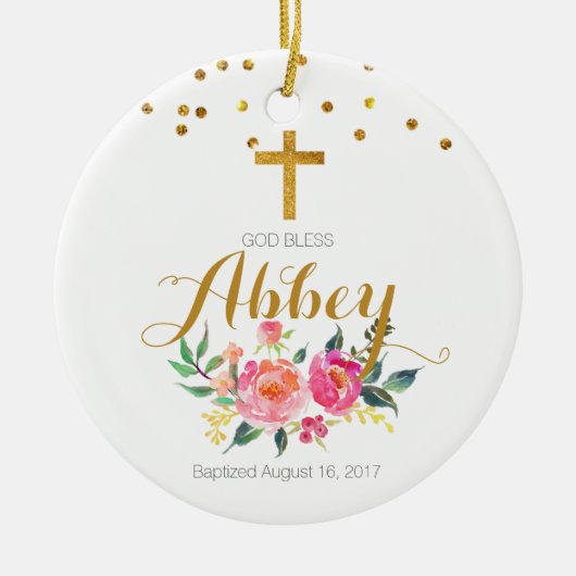 Baptisme Ornament God Bless Baby Girl Ornament (Voorkant)