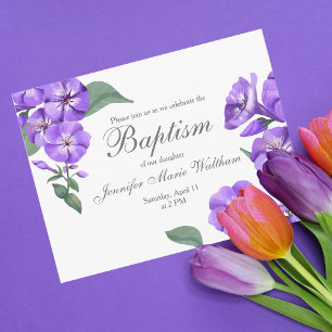 Baptisme  Paarse Floral Waterverf Briefkaart