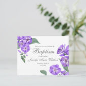 Baptisme Paarse Floral Waterverf Briefkaart (Staand voorkant)