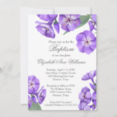 Baptisme Paarse Floral Waterverf  Uitnodiging (Voorkant)