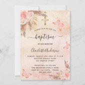 Baptisme pampas gras blush vlinderbloemen kaart (Voorkant)