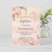 Baptisme pampas gras blush vlinderbloemen kaart (Staand voorkant)