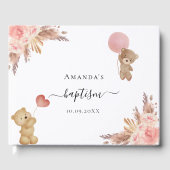 Baptisme pampas roos gouden teddybeer gastenboek (Voorkant)
