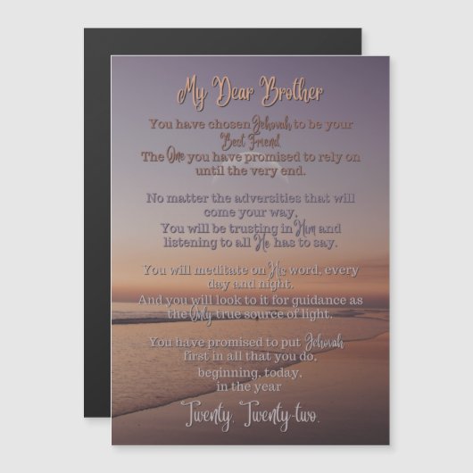 Baptisme Poem | Magnetische Kaart | JW | Sunset (Voorkant / Achterkant)