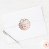 Baptisme roos goudbruine roze floralen meisje naam ronde sticker (Envelop)