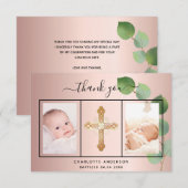 Baptisme roos gouden eucalyptus foto bedankt! bedankkaart (Voorkant / Achterkant)