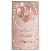 Baptisme roos gouden zwarte glitter druppelt ballo klein cadeauzakje (Achterkant)