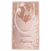 Baptisme roos gouden zwarte glitter druppelt ballo klein cadeauzakje (Voorkant)