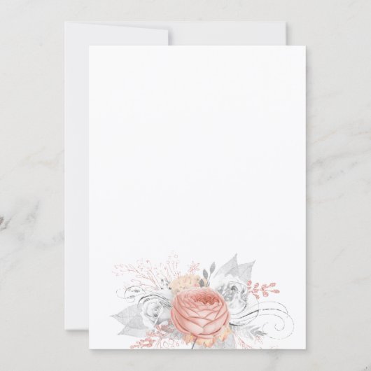 Baptisme roos goudflorals meisje elegant wit kaart (Achterkant)