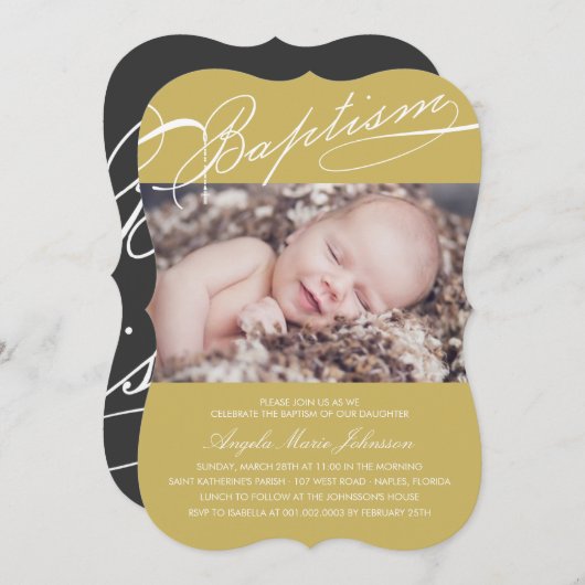 Baptisme Rosary Cross Gold Foto Religious Kaart (Voorkant / Achterkant)