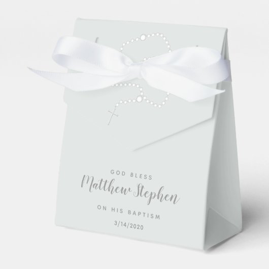 Baptisme Rosary op Powds Blue Bedankdoosjes (Voorkant Zijde)