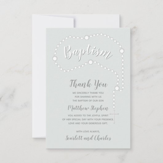 Baptisme Rosary op Powds Blue Kaart (Voorkant)