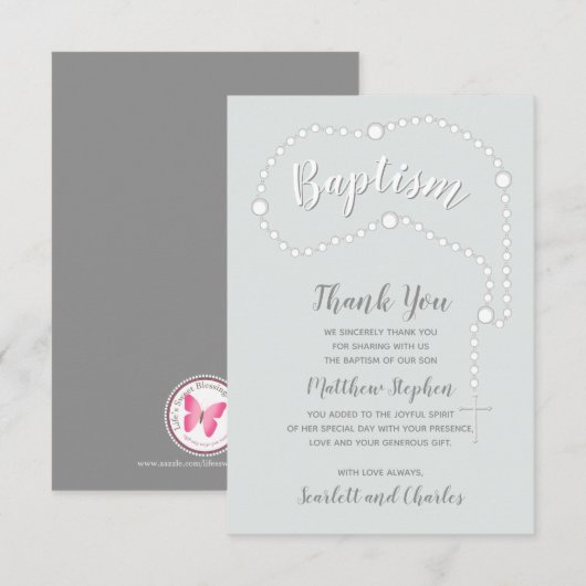 Baptisme Rosary op Powds Blue Kaart (Voorkant / Achterkant)