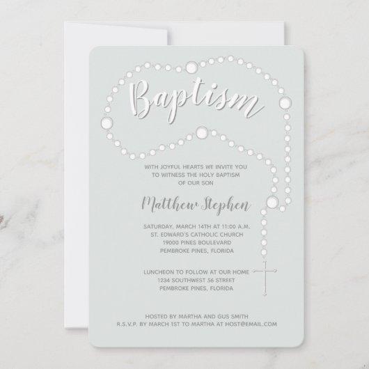 Baptisme Rosary op Powds Blue Kaart (Voorkant)