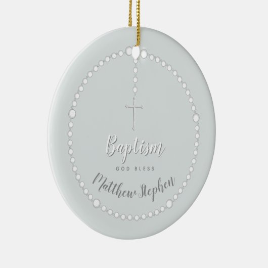 Baptisme Rosary op Powds Blue Keramisch Ornament (Rechts)