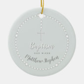 Baptisme Rosary op Powds Blue Keramisch Ornament (Voorkant)