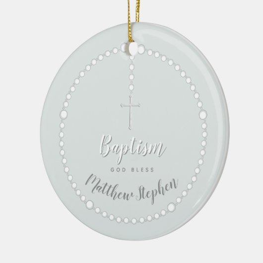 Baptisme Rosary op Powds Blue Keramisch Ornament (Links)