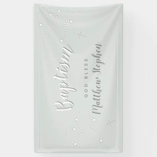 Baptisme Rosary op Powds Blue Spandoek (Verticaal)