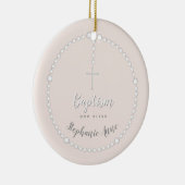 Baptisme Rosary op Roze Keramisch Ornament (Rechts)