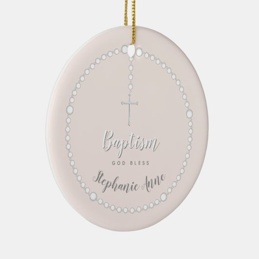 Baptisme Rosary op Roze Keramisch Ornament (Rechts)