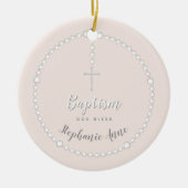 Baptisme Rosary op Roze Keramisch Ornament (Voorkant)
