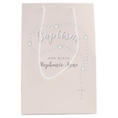 Baptisme Rosary op Roze Medium Cadeauzakje (Voorkant)