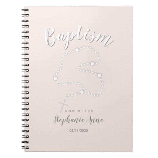 Baptisme Rosary op Roze Notitieboek (Voorkant)