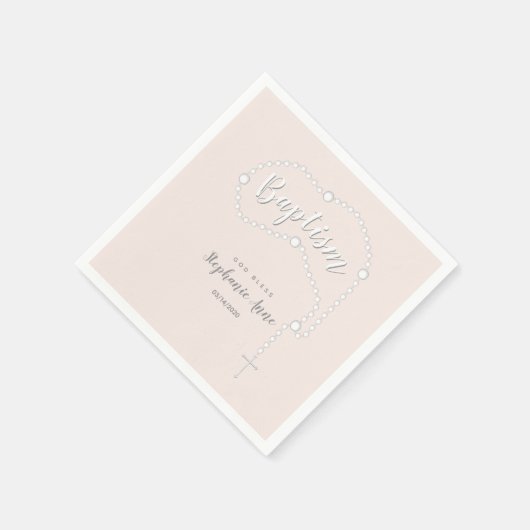 Baptisme Rosary op Roze Servetten (Hoek)