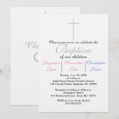 Baptisme roze blauwe triplets kaart (Voorkant / Achterkant)