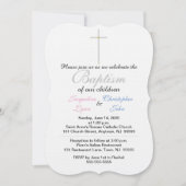 Baptisme roze blauwe tweelingen kaart (Voorkant)