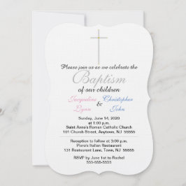 Baptisme roze blauwe tweelingen kaart