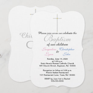 Baptisme roze blauwe tweelingen kaart