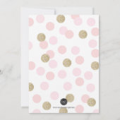 Baptisme roze faux Gold Glitter Polka Dot Invite Kaart (Achterkant)