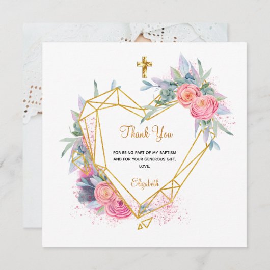 Baptisme roze fotomeisje bedankt (Voorkant / Achterkant)